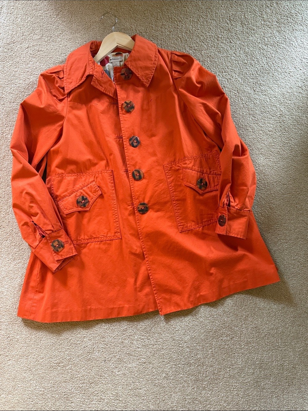 Anthropology Elevenses Orange Button-Front Women's Jacket